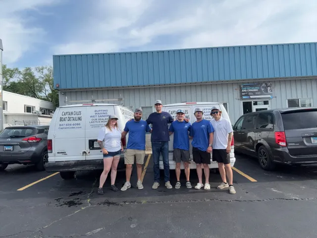 The Captain Cole's Boat Detailing team in front of their service van